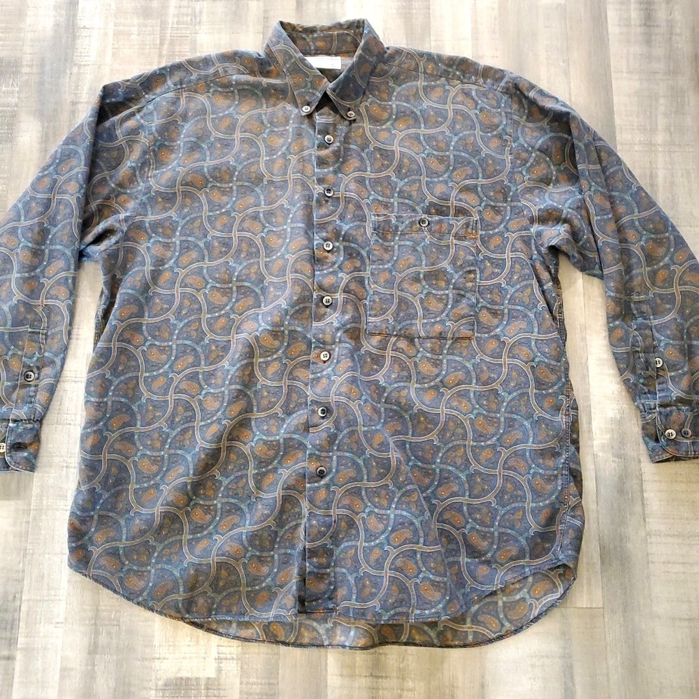 J P TILFORD Dress Shirt Men's  For Harry Rosen Abstract Large Bohemian All Over‎